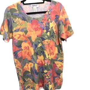 Gabriella T. Printed Terry Short Sleeve Top _M